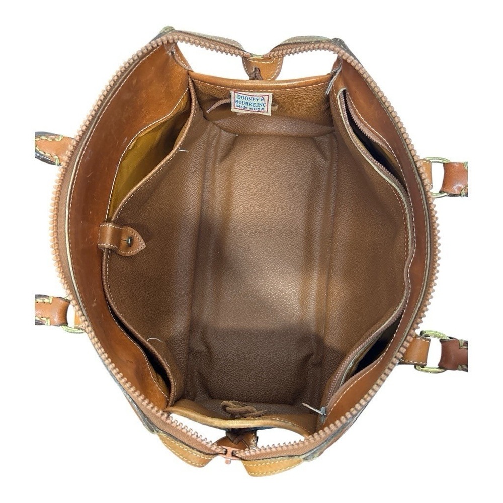 Vintage Dooney & Bourke Black & Tan Leather Satchel Bag + Strap Classic Preppy - Picture 11 of 16